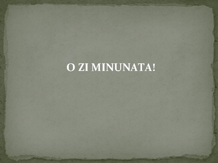 O ZI MINUNATA! 