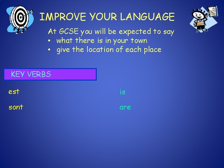 IMPROVE YOUR LANGUAGE At GCSE you will be expected to say • what there