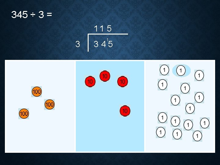 345 ÷ 3 = 11 5 3 1 345 19 
