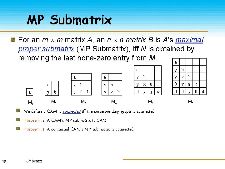 MP Submatrix For an m m matrix A, an n n matrix B is