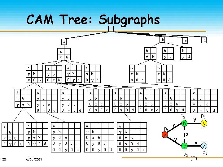 CAM Tree: Subgraphs b a y x b y b b c a a