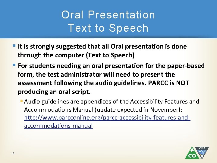 Oral Presentation Text to Speech § It is strongly suggested that all Oral presentation
