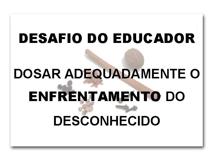 DESAFIO DO EDUCADOR DOSAR ADEQUADAMENTE O ENFRENTAMENTO DO DESCONHECIDO 