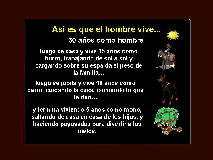 Así es que el hombre vive. . . 30 años como hombre luego se