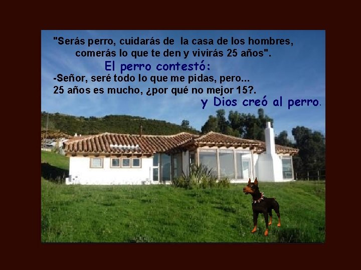 "Serás perro, cuidarás de la casa de los hombres, comerás lo que te den