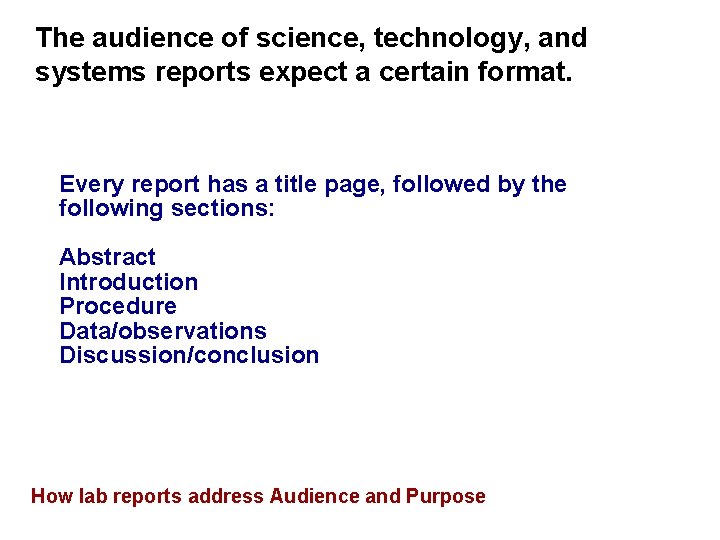 The audience of science, technology, and systems reports expect a certain format. Every report