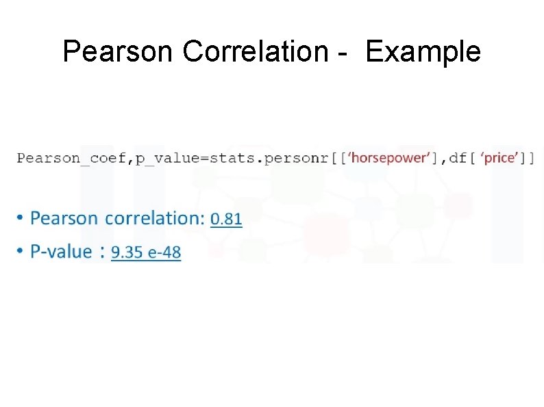 Pearson Correlation - Example Pearson Correlation - Example