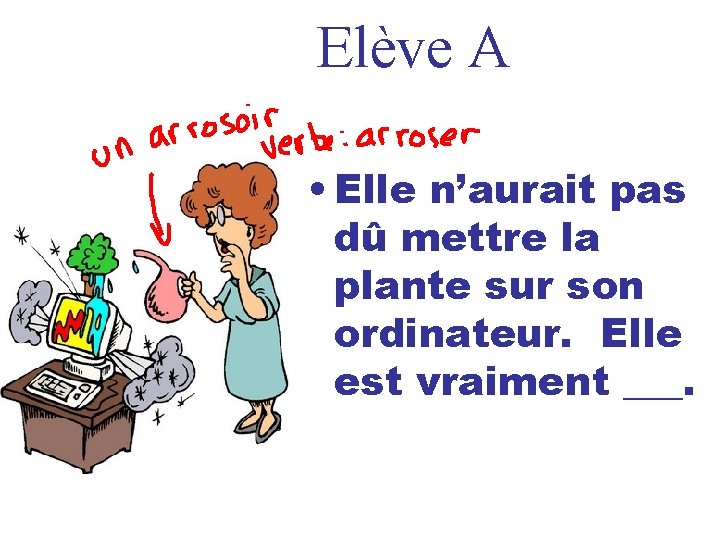 Elève A • Elle n’aurait pas dû mettre la plante sur son ordinateur. Elle