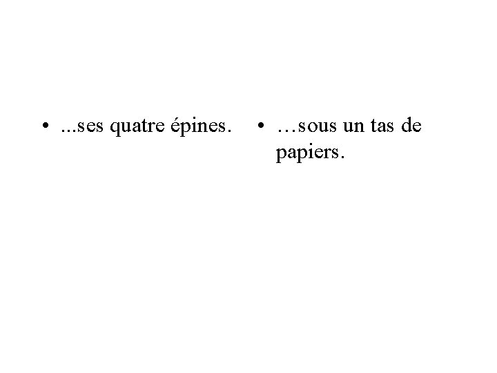  • . . . ses quatre épines. • …sous un tas de papiers.