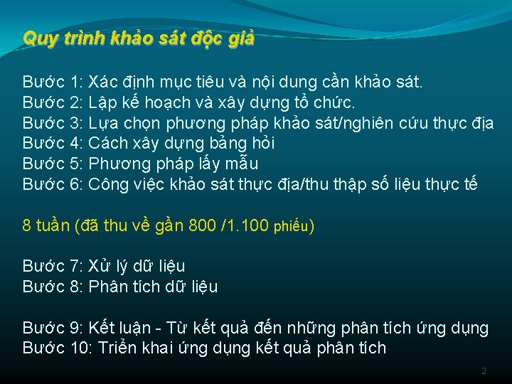 Quy trình khảo sát độc giả Bước 1: Xác định mục tiêu và nội