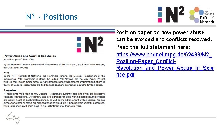 N² - Positions Position paper on how power abuse can be avoided and conflicts