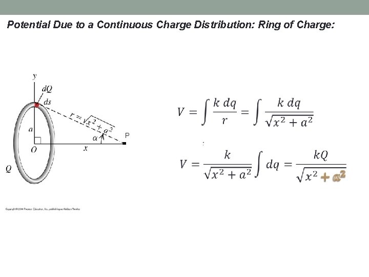 Potential Due to a Continuous Charge Distribution: Ring of Charge: P 