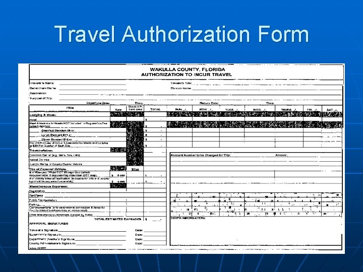 Travel Authorization Form 