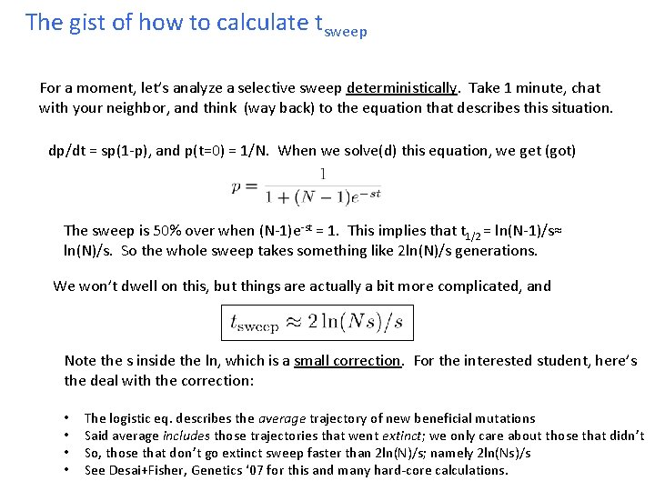 The gist of how to calculate tsweep For a moment, let’s analyze a selective The gist of how to calculate tsweep For a moment, let’s analyze a selective