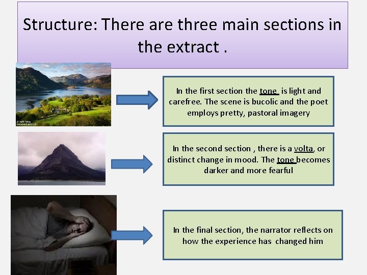 Structure: There are three main sections in the extract. In the first section the