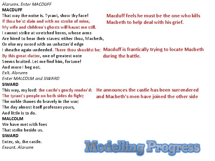 Alarums. Enter MACDUFF That way the noise is. Tyrant, show thy face! Macduff feels