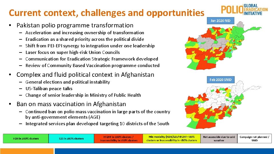 Current context, challenges and opportunities • Pakistan polio programme transformation – – – Acceleration