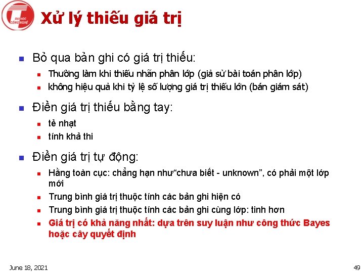 Xử lý thiếu giá trị n Bỏ qua bản ghi có giá trị thiếu: