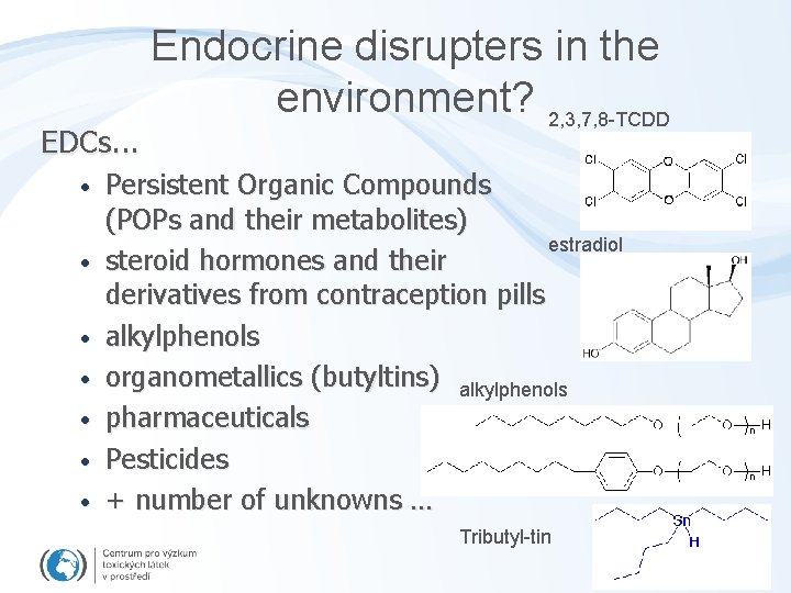 EDCs. . . • • Endocrine disrupters in the environment? 2, 3, 7, 8