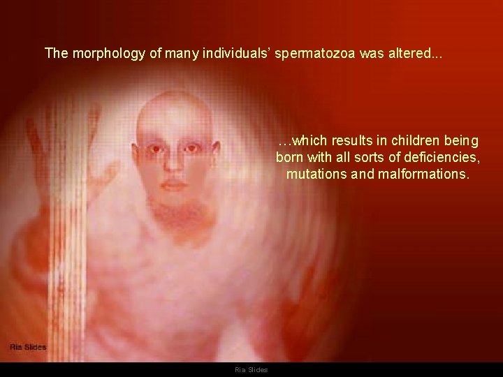 The morphology of many individuals’ spermatozoa was altered. . . …which results in children