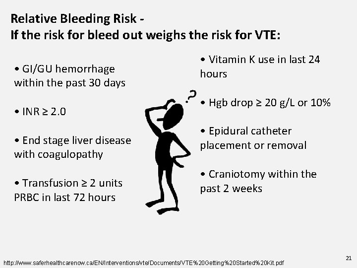 Relative Bleeding Risk If the risk for bleed out weighs the risk for VTE: