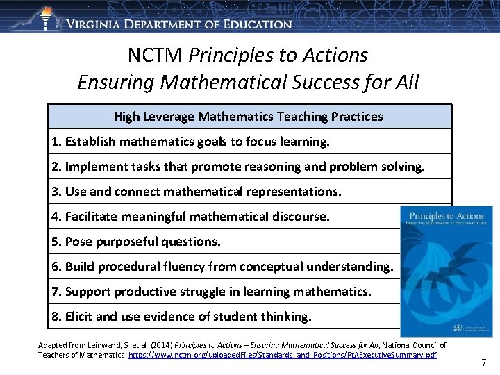 NCTM Principles to Actions Ensuring Mathematical Success for All High Leverage Mathematics Teaching Practices