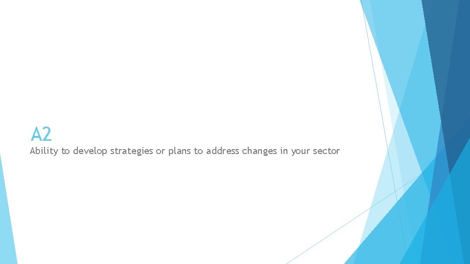 A 2 Ability to develop strategies or plans to address changes in your sector