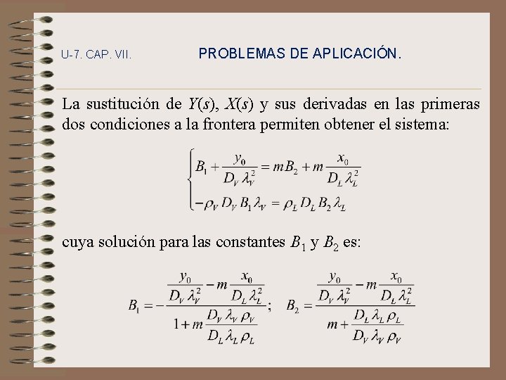 U-7. CAP. VII. PROBLEMAS DE APLICACIÓN. La sustitución de Y(s), X(s) y sus derivadas