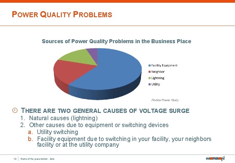 POWER QUALITY PROBLEMS Sources of Power Quality Problems in the Business Place Florida Power