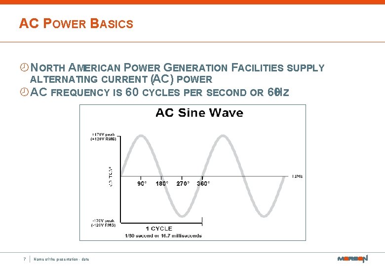 AC POWER BASICS ¾NORTH AMERICAN POWER GENERATION FACILITIES SUPPLY ALTERNATING CURRENT (AC) POWER ¾AC