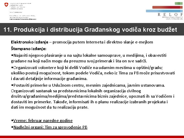 11. Produkcija i distribucija Građanskog vodiča kroz budžet Elektronsko izdanje – promocija putem Interneta