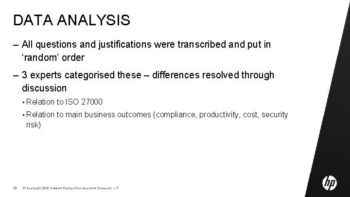 DATA ANALYSIS – All questions and justifications were transcribed and put in ‘random’ order