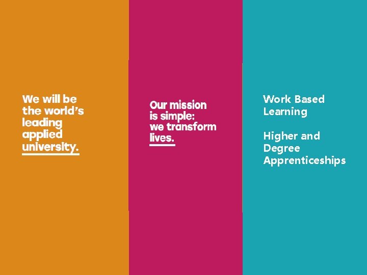 Work Based Learning Higher and Degree Apprenticeships 