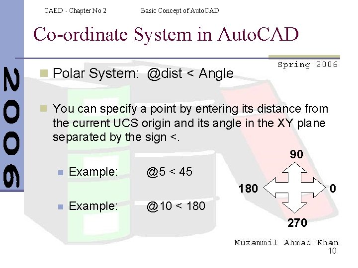 CAED - Chapter No 2 Basic Concept of Auto. CAD Co-ordinate System in Auto.