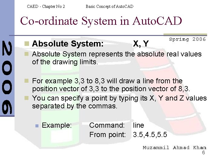 CAED - Chapter No 2 Basic Concept of Auto. CAD Co-ordinate System in Auto.