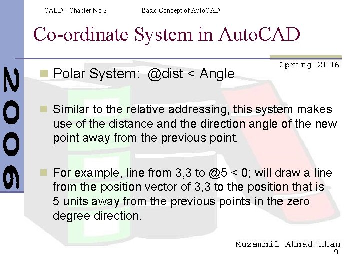 CAED - Chapter No 2 Basic Concept of Auto. CAD Co-ordinate System in Auto.