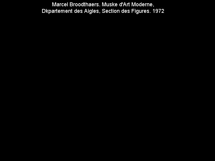 Marcel Broodthaers. Muske d'Art Moderne, Dkpartement des Aigles, Section des Figures. 1972 