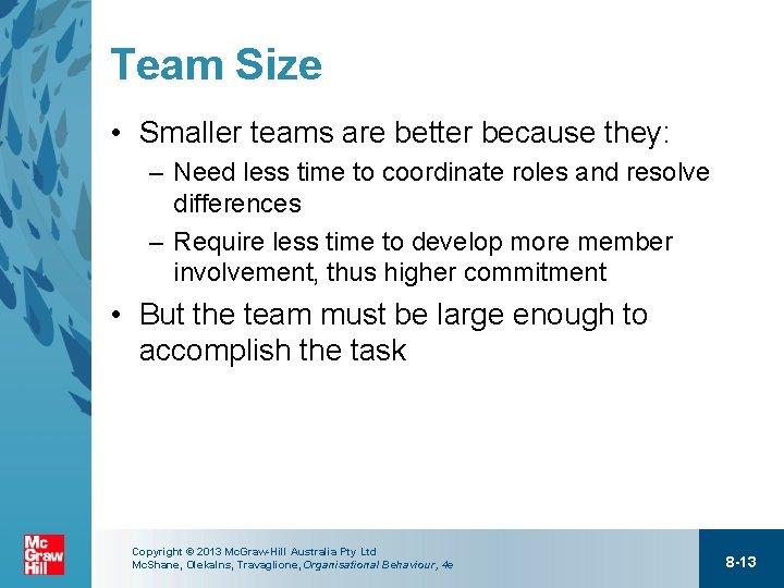 Team Size • Smaller teams are better because they: – Need less time to