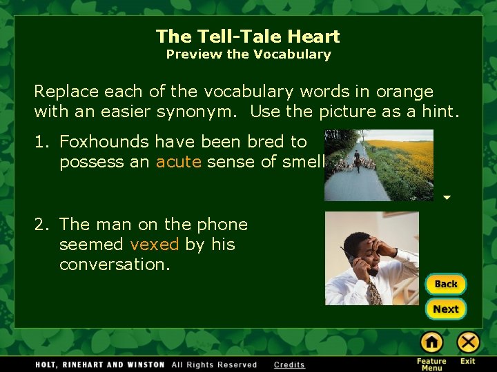 The Tell-Tale Heart Preview the Vocabulary Replace each of the vocabulary words in orange