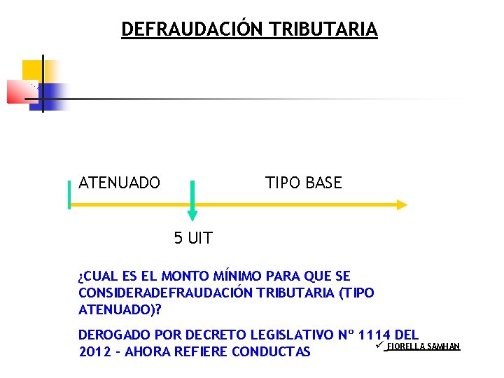 DEFRAUDACIÓN TRIBUTARIA ATENUADO ? TIPO BASE 5 UIT ¿CUAL ES EL MONTO MÍNIMO PARA