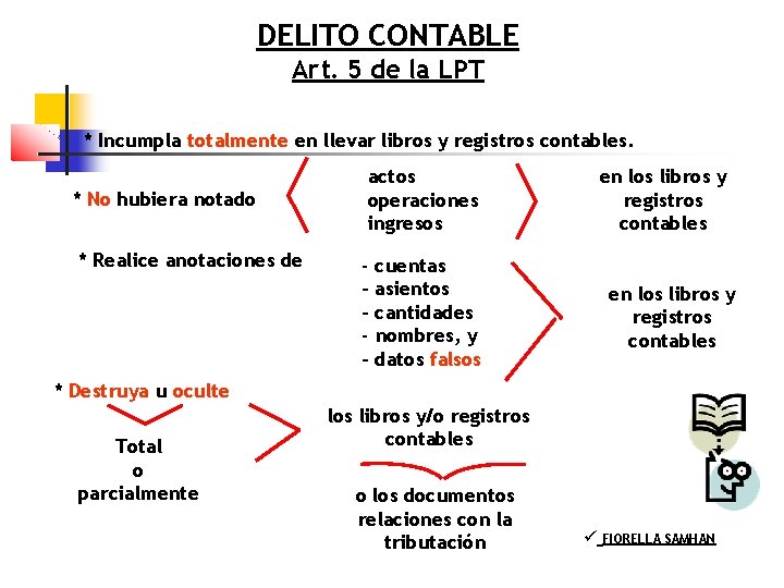 DELITO CONTABLE Art. 5 de la LPT * Incumpla totalmente en llevar libros y