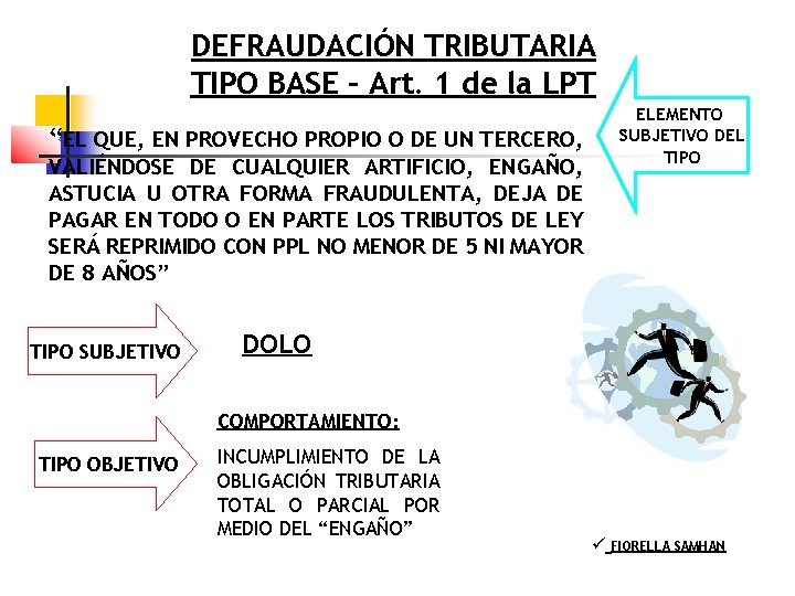 DEFRAUDACIÓN TRIBUTARIA TIPO BASE – Art. 1 de la LPT “EL QUE, EN PROVECHO