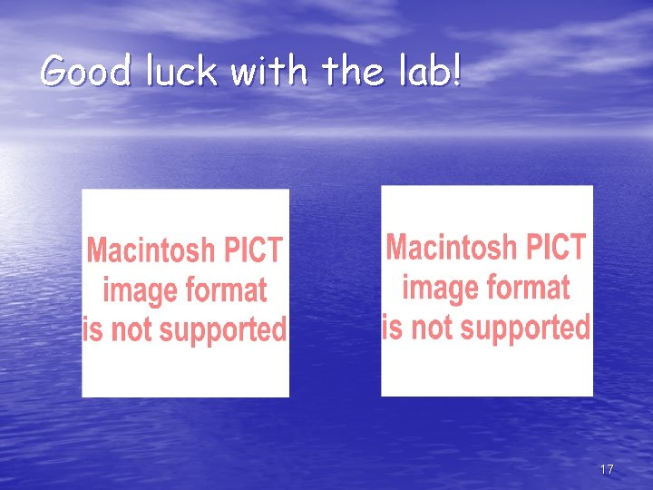 Good luck with the lab! 17 
