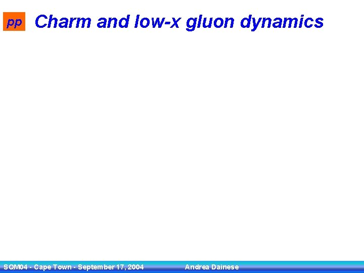 pp Charm and low-x gluon dynamics SQM 04 - Cape Town - September 17,