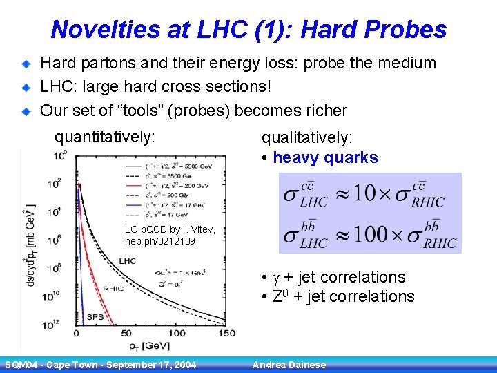 Novelties at LHC (1): Hard Probes Hard partons and their energy loss: probe the