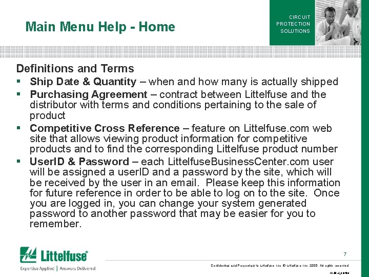 Main Menu Help - Home CIRCUIT PROTECTION SOLUTIONS Definitions and Terms § Ship Date