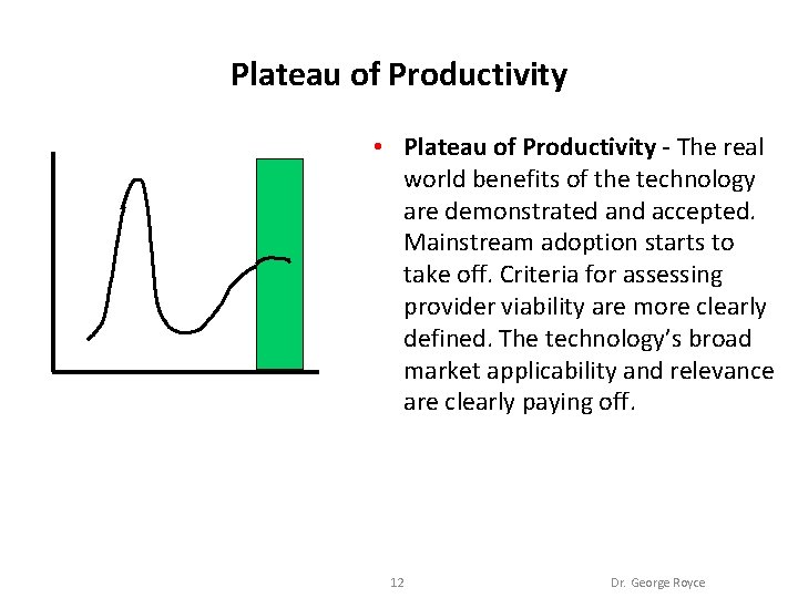 Plateau of Productivity • Plateau of Productivity - The real world benefits of the