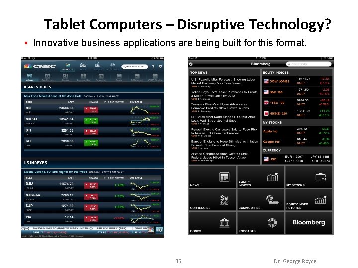 Tablet Computers – Disruptive Technology? • Innovative business applications are being built for this