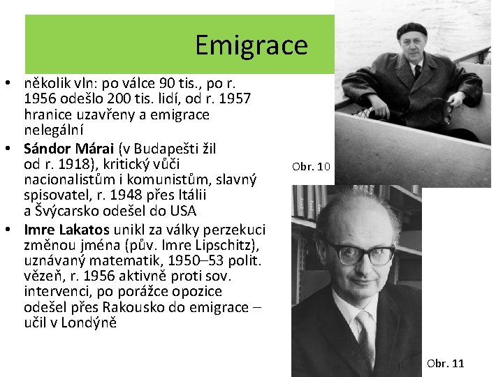 Emigrace • několik vln: po válce 90 tis. , po r. 1956 odešlo 200