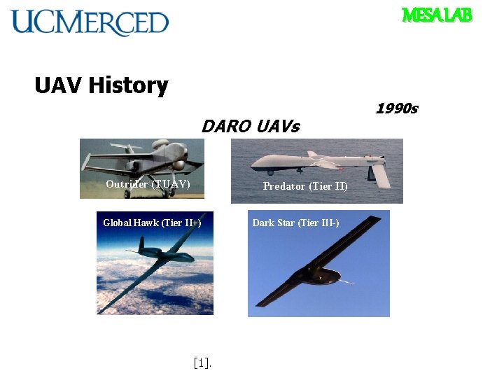 MESA LAB UAV History Kettering Bug DARO (1918) Aerial Torpedo Outrider (TUAV) UAVs Predator